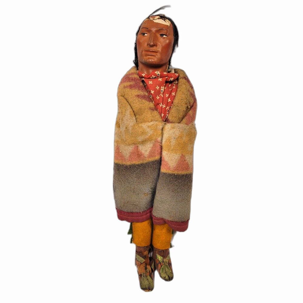 Vintage Skookum Doll with blanket - 1940s  Bully Good - Straw - As is